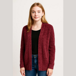 Seven7 Burgundy Chenille Cardigan Sweater Medium